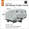 thumbnail image 4 of Classic Accessories OverDrive SkyShield™ Deluxe Tyvek® 5th Wheel Travel Trailer Cover, Fits 37' - 41' Trailers - Water Repellent Tyvek® RV Cover, Black/Grey/Snow White, 4 of 20