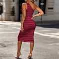 thumbnail image 4 of One Shoulder Dresses for Women Striped 3D Flower Bodycon Midi Dress Stretchy Elegant Cocktail Party Wedding Guest Dress Wine S, 4 of 5