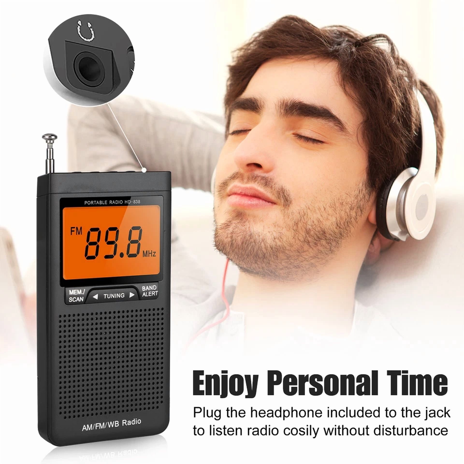 CRESTIN- Emergency Pocket AM FM NOAA Weather Band Radio Auto-Search Receiver LCD Screen