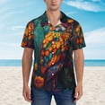 thumbnail image 4 of Balery Colorful Owl Forest Print Men's Hawaiian Shirts Short Sleeve Beach Shirt Relaxed Fit Vacation Button Down Shirts-Medium, 4 of 9