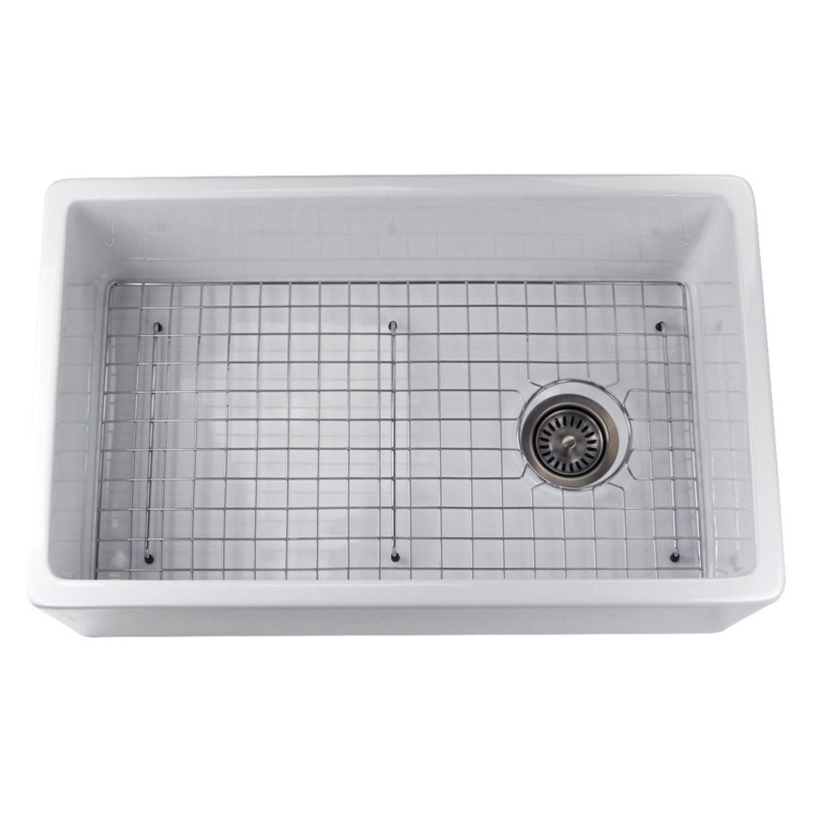 Nantucket Sinks FCFS30 Farmhouse Kitchen Sink with Grid and Offset