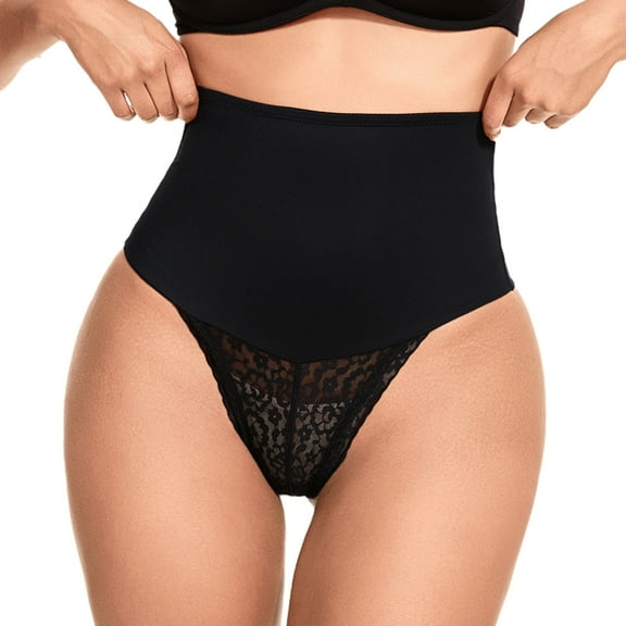 MISS COCOLI Tummy Control Shapewear Panties For Women High Waisted Shaping Underwear Slimming Lace Thong Body Shaper