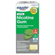 Equate Coated Nicotine Polacrilex Gum 4 mg, Mint Flavor, 20 Count, Compare to Nicorette® Gum Active Ingredient
