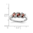 thumbnail image 2 of Sterling Silver Rhodium-Plated 3 Stone Garnet & Diamond Ring (Size 6) Made In India qdx589-6, 2 of 2