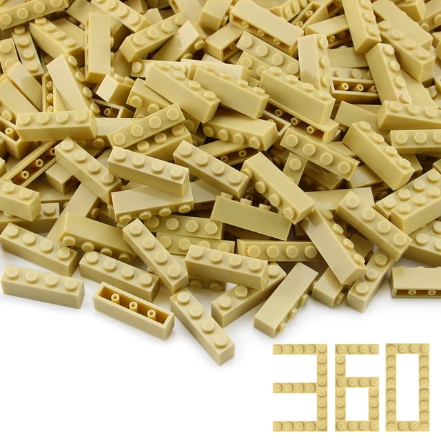 Juego de bloques de construcción Feleph, 360 piezas, 1 x 4 unidades, color canela