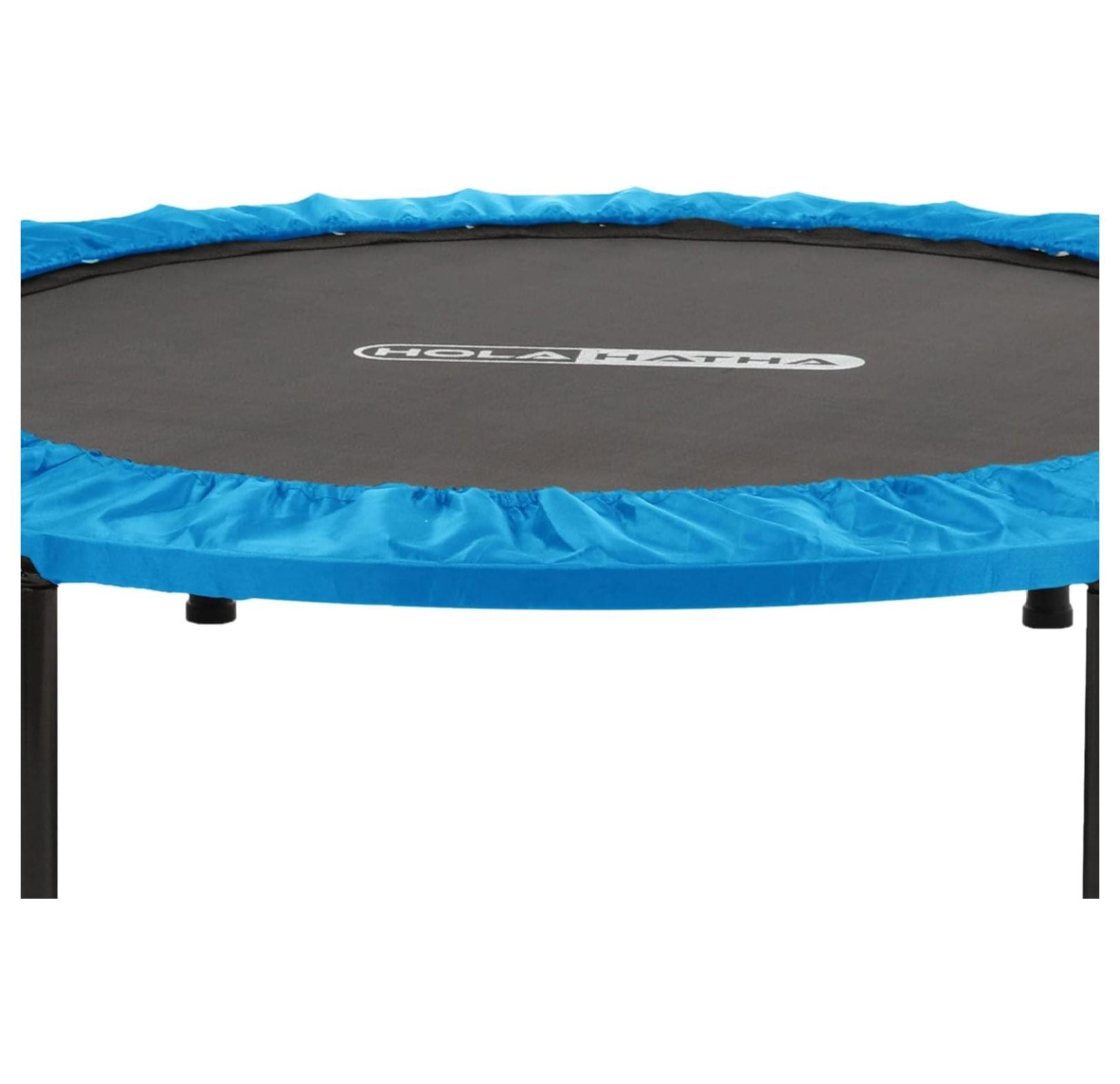 Foldable Mini Trampoline Home Gym Fitness Rebounder with 5 Level Adjustable Handle, Supportive 440 lb Capacity Workout Equipment, 40", Blue