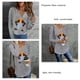 thumbnail image 5 of Sudadera de mujer con cuello en V y manga larga, ajuste holgado, estampado de árbol de coco, jersey informal, Top gris XL, 5 of 6