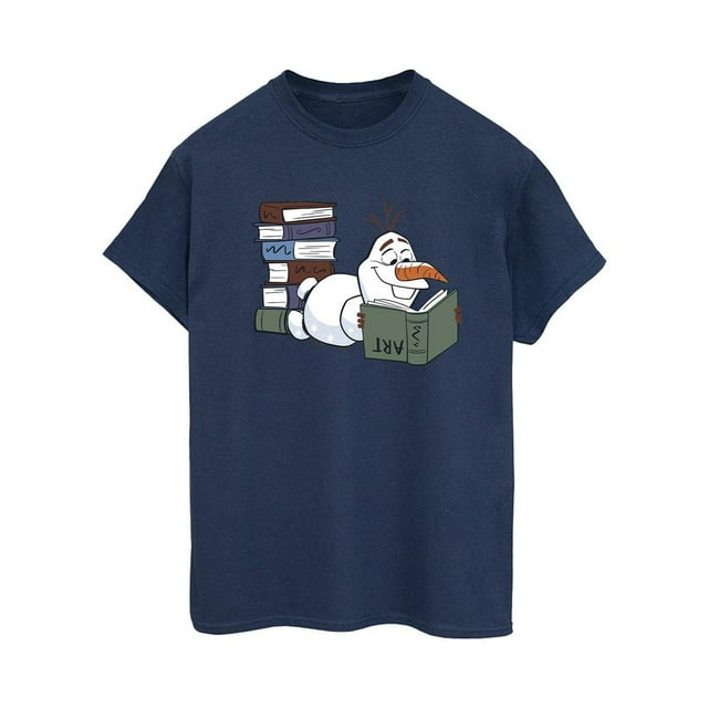 Frozen II T-Shirt Boyfriend en Coton pour Femmes Olaf Lisant