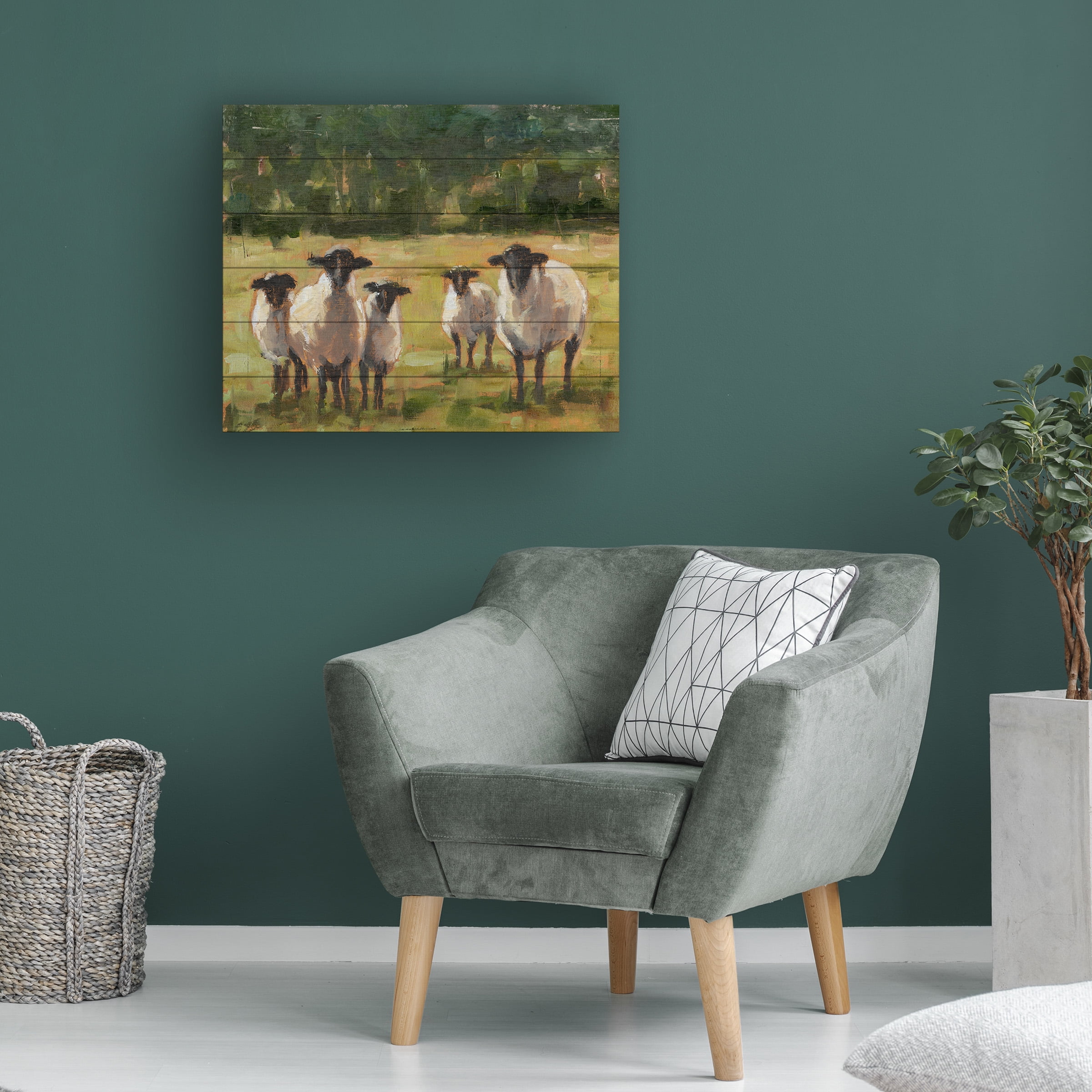 Ethan Harper 'Sheep Family I' Wood Slat Art 18x22