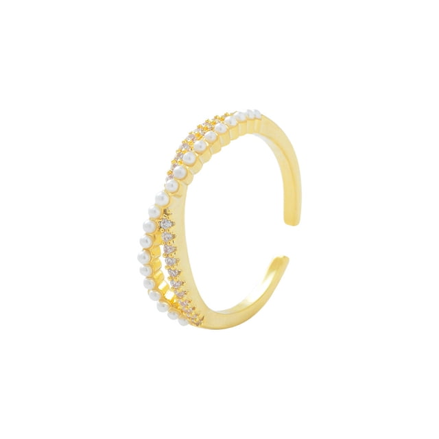 Sonducket Anillo de apertura para mujer, anillos de decoración de perlas de cobre, decoración ajustable para niñas, joyería chapada para mujer, Ropa, zapatos y accesorios Miscelánea Sonducket AP014812-00