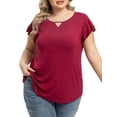 thumbnail image 3 of QINCAO Plus Size Tops for Women Summer Ruffle Short Sleeve Womens Blouses Tunic Loose T Shirts,4XL(28), 3 of 7