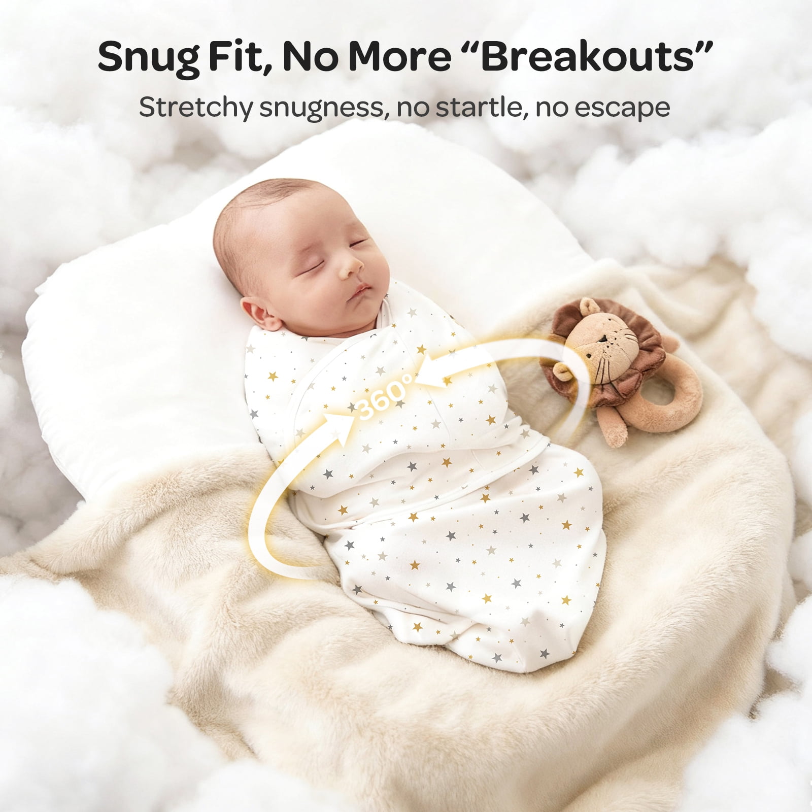 Momcozy Swaddles for Newborns,Quiet Fastner Suitable for Infant 0-3 Months,New-Parent-Friendly,Reduce Startle Reflex,Newborn Boys Girls,2-pack,Wonder