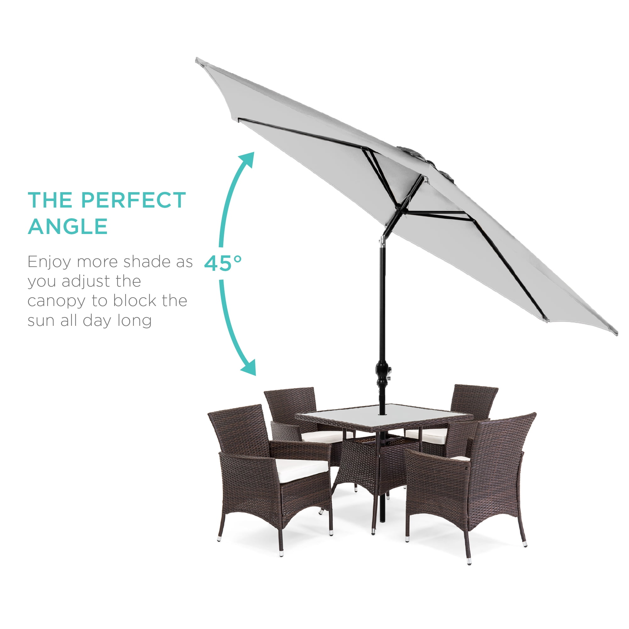 Best Choice Products 10ft Outdoor Steel Market Patio Umbrella w/ Crank, Tilt Push Button, 6 Ribs - Fog Gray