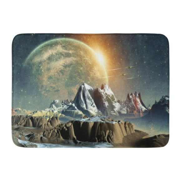 YUSDECOR Cosmos Universe Alien Planet 3D Rendered Computer Artwork Fantasy Rendering Rug Doormat Bath Mat 23.6x15.7 inch