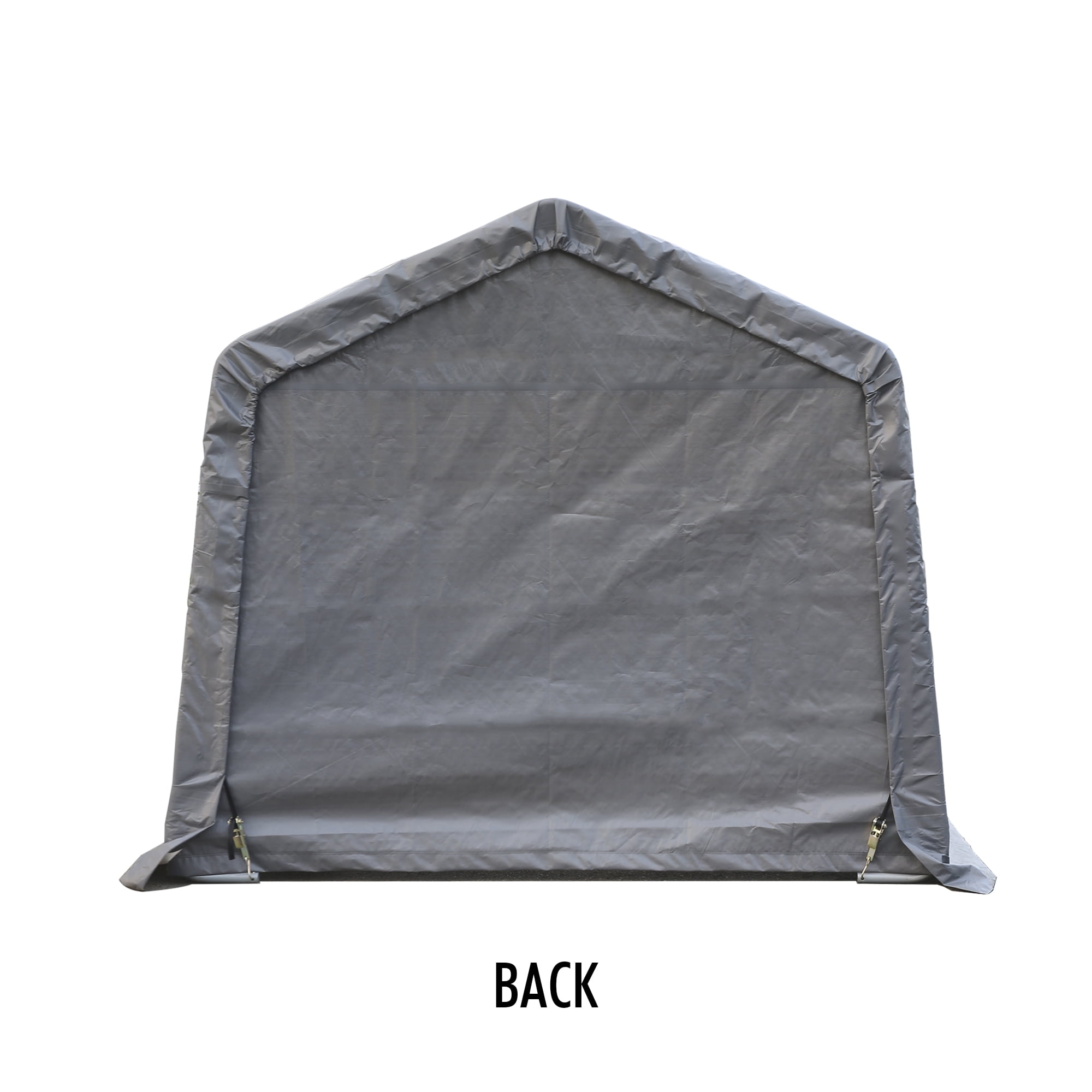 Weatherfast 8'x8'x7' All Season Steel Frame Peak Roof Outdoor Storage Garden Shed with Waterproof Gray Cover and Heavy Duty Anchors