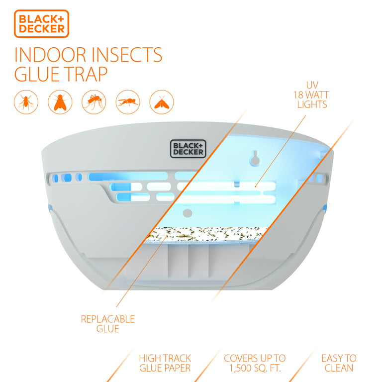BLACK+DECKER Fly & Bug Glue Trap Wall-Mounted UV Light for Indoor