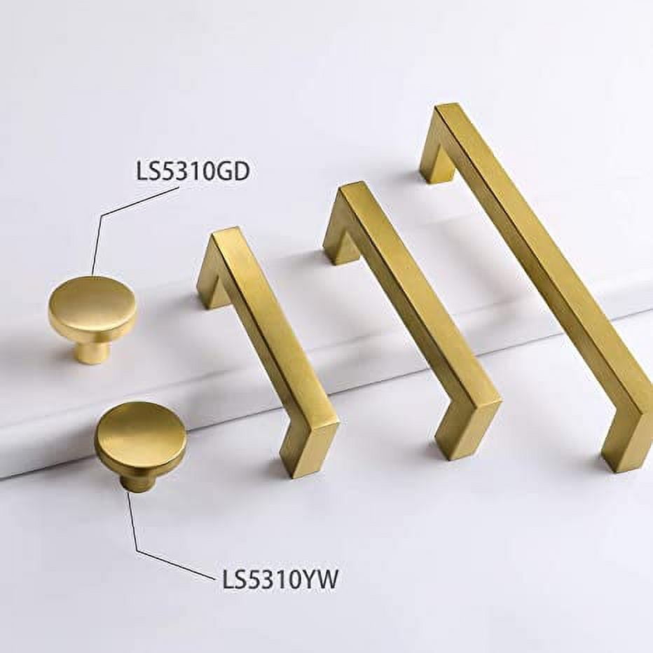 Goldenwarm 15 Pack Brushed Brass Cabinet Knobs Solid Gold Dresser Knobs Kitchen Cupboard Hardware Bathroom Cabinet Hardware