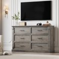 thumbnail image 2 of Home Farmhouse 6 Drawer Dresser for Bedroom, Rustic Wood Chest of Drawers with Metal Handles, Large Double Dresser TV Stand, Storage Dressers Organizer for Living Room, Nursery, 2 of 7