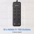 thumbnail image 6 of 8-Outlet Surge Protector with 4 USB Ports, 2450 Joules, 6' Cord, LED Indicator – Power Strip for Home and Office Use by Watson (Black), 6 of 8