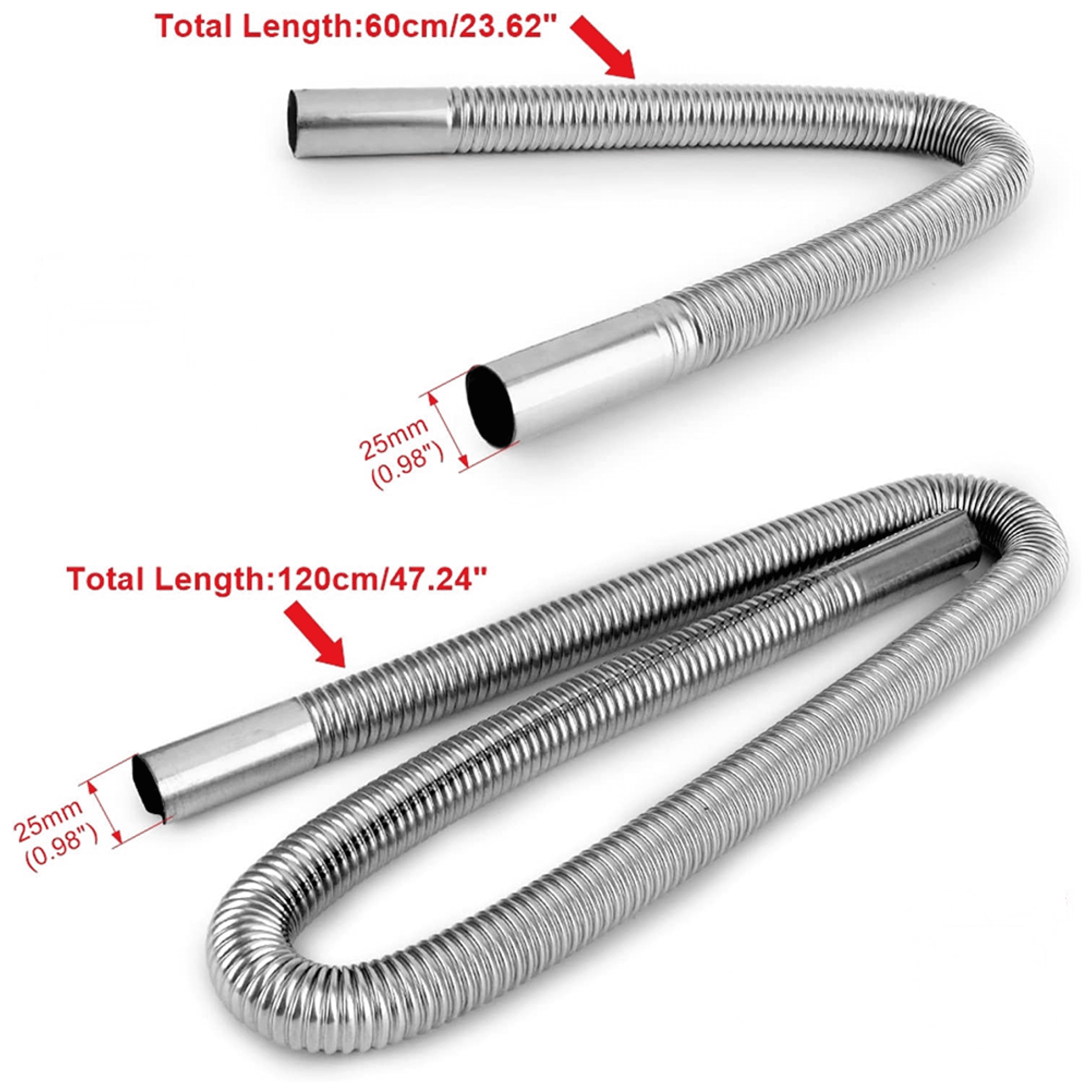 MoreChioce 24mm Inner Exhaust Pipe Stainless Steel Parking Air Heater  Generator Flex Exhaust Extension Pipe Parking Air Heater Fuel Tank Gas Vent  Hose