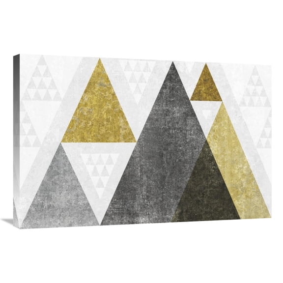 Global Gallery's 'Mod Triangles I Gold' By Michael Mullan Stretched Canvas Wall Art
