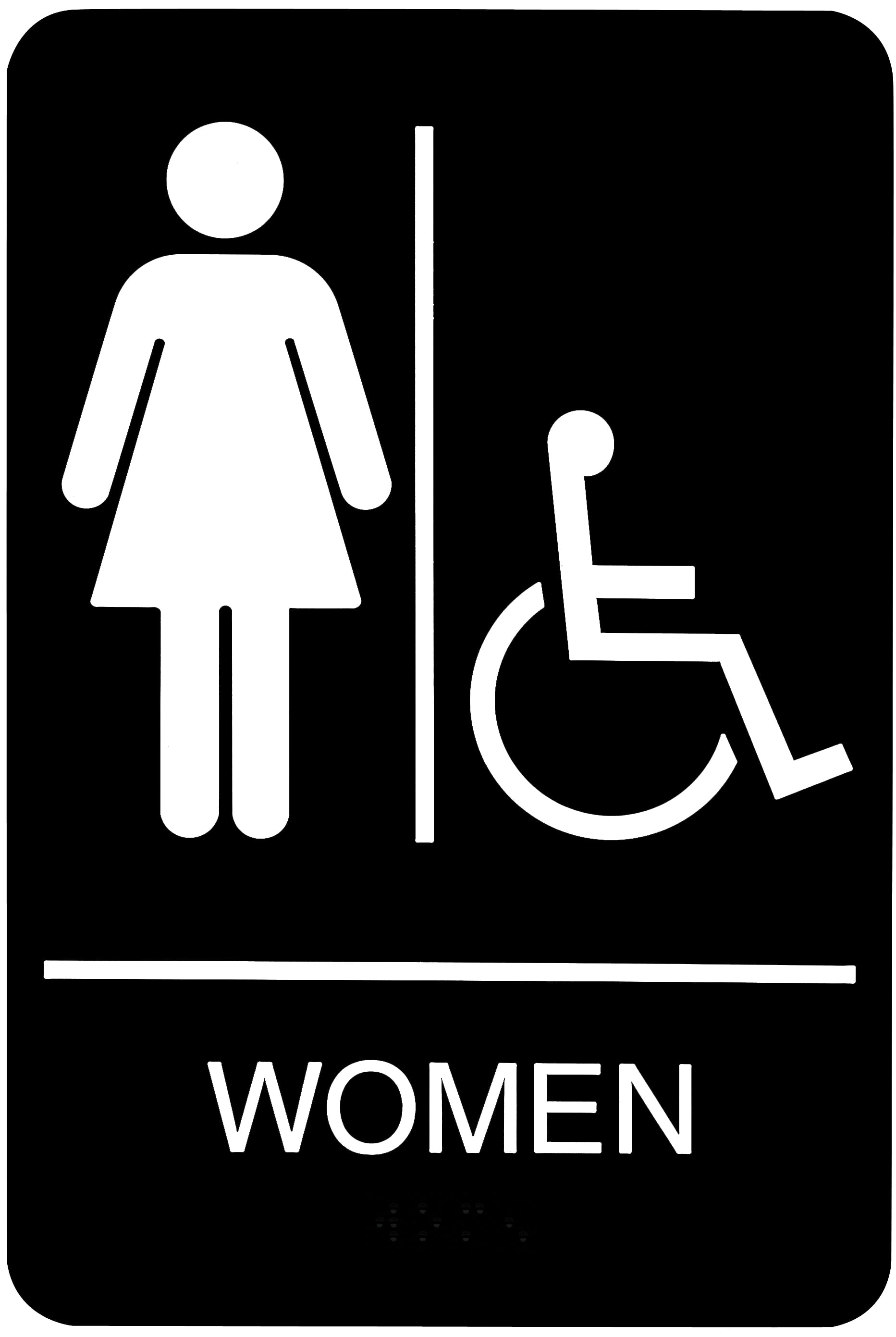 Hy-Ko English WOMEN SIGN Restroom Bathroom Door Restaurant Plastic 3" x 9" D-14 