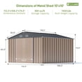 thumbnail image 4 of Patiowell 10 x 10 ft Outdoor Storage Metal Shed with Sloping Roof and Double Lockable Door, Brown, 4 of 7