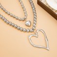 thumbnail image 3 of NICKSUN Y2k Large Hollow Heart Necklaces for Women, Big Chunky Heart Pendant Necklace Exaggerated Double Layered Hearts Gold/Silver Beaded Choker Necklace Dainty Statement Jewelry Gift, 3 of 7