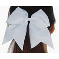 thumbnail image 3 of Glitter Cheer Bows - Cheerleading Softball Gifts for Girls and Women Team Bow with Ponytail Holder Complete your Cheerleader Outfit Uniform Strong Hair Ties Bands Elastics by (1) (Purple), 3 of 4