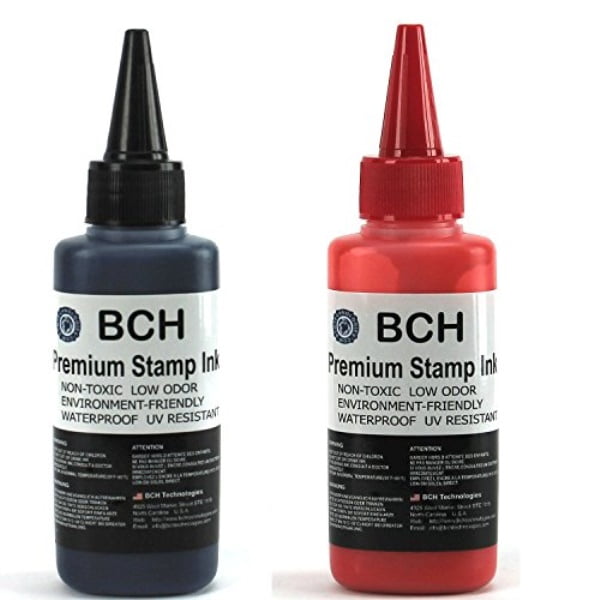 red and black combo stamp ink refill by bch premium grade 2.5 oz (75