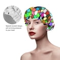 thumbnail image 4 of Kdxio Colorful Tie Dye Stained Glass Print Shower Cap for Women,Elastic and Reusable,Double Waterproof Layers Bathing Hat, 4 of 9