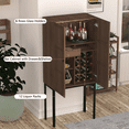 thumbnail image 6 of Wine Bar Cabinet with Tall Legs, Liquor Cabinet with Removable Wine Racks, Brown Pantry Storage Cabinet for Dining Room, Living Room, Kitchen, 6 of 7