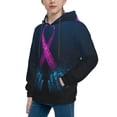 thumbnail image 2 of Kll Unisex Kids Boys Girls Hooded Pocket Pullover Hoodies-Two Human Hands Are Holds Pink Ribbon Awareness, 2 of 9