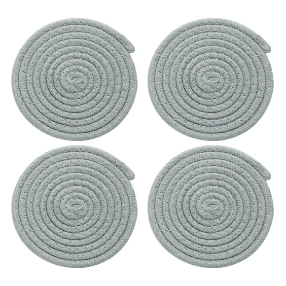 4 Pcs Manteles Individuales Redondos Trenzados, 5.9" Manteles Tejidos para Mesa de Cocina para Decoración de Granja (Gris)
