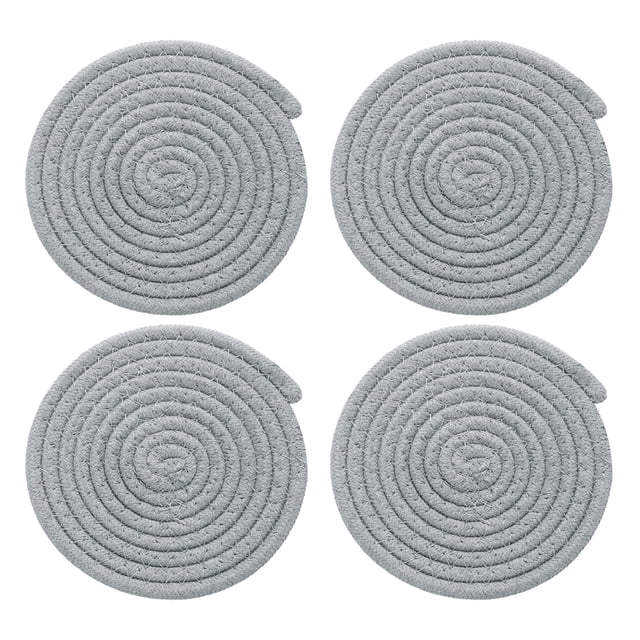 4 Pcs Manteles Individuales Redondos Trenzados, 5.9" Manteles Tejidos para Mesa de Cocina para Decoración de Granja (Gris)