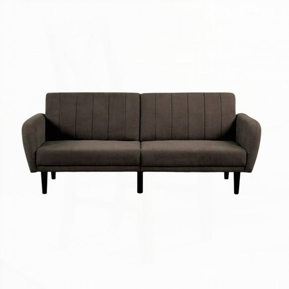 Modern Brown Fabric 1pc Futon Sofa 81W with USB and Convertible Function