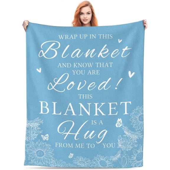 Get Well Gifts for Women Men Throw Blanket, Inspirational Gifts for Women After Surgery, Get Well Soon Gift, Sympathy Gift Thinking of You Healing Hug Blanket, Blue