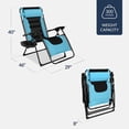 thumbnail image 3 of Oversized Padded Zero Gravity Chair, Folding Outdoor Patio Recliner, XL Anti Gravity Lounger for Backyard w/Headrest, Cup Holder, Side Tray, Polyester Mesh - Light Blue/Black, 3 of 15