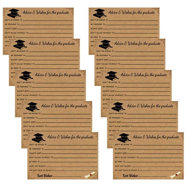 Graduation Invitation Cards With Mortarboard Design 10 Pcs Folded Stationery For Commencement & Class Of Events (Black/Gold Theme)