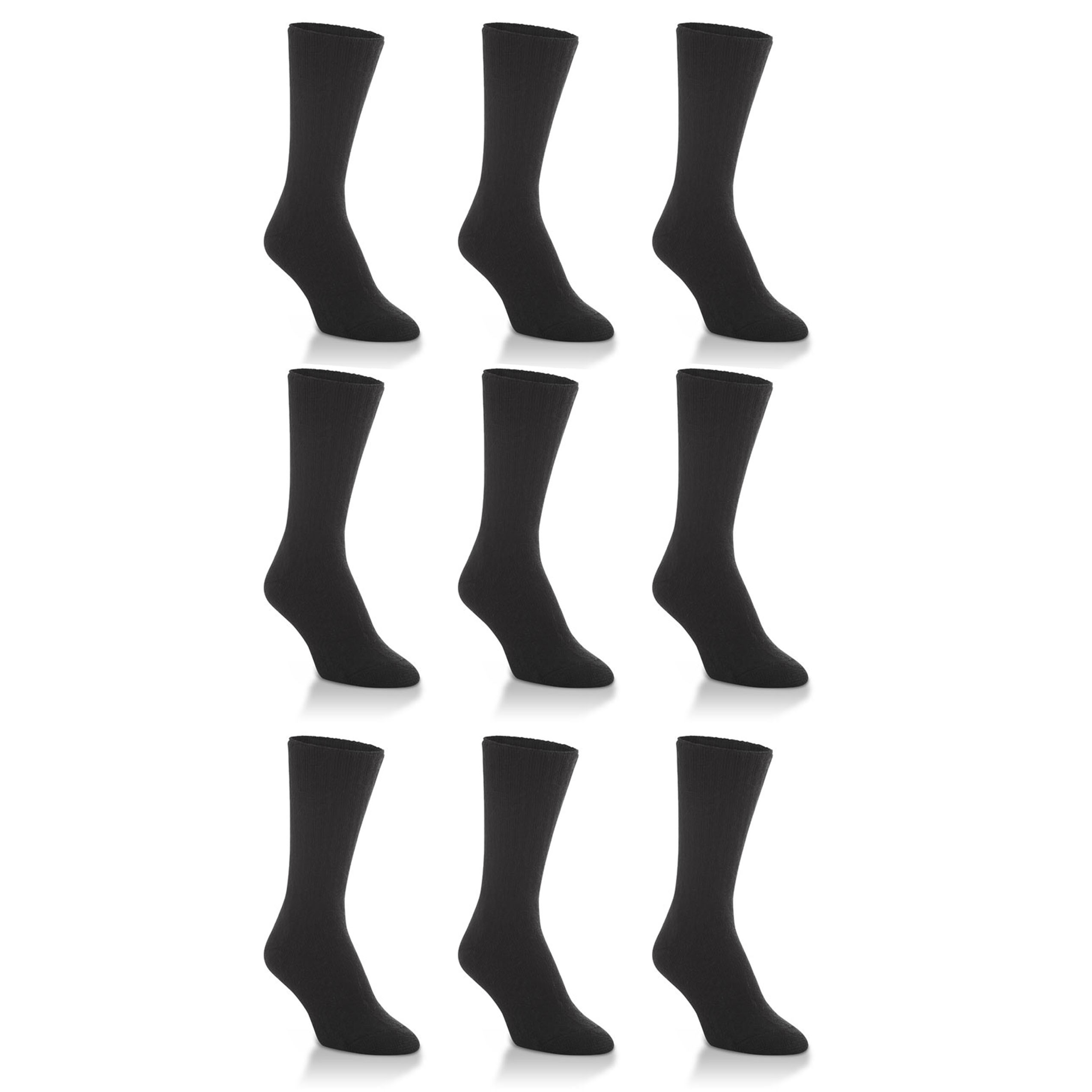 Worlds Softest Socks Classic Collection Large Black Crew Cut (9Pack)