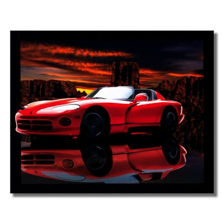 Red Dodge Convertible Viper Car on Glass Photo Wall Picture 8x10 Art