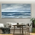 thumbnail image 4 of Abstract White Ocean Wave Oil Painting Blue Minimalist Seascape Oil Painting On Canvas Ocean Wall Art Large Living Room Wall Decor,Unstretched,Frameless,(122*244cm)48*96Inches, 4 of 5