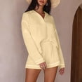 thumbnail image 3 of UAMVSH Womens Lounge Sets Oversized Sweatshirts Matching Sets Long Sleeve Pullover Tops and Shorts with Pockets Comfy Tracksuit Outfits(Small,Beige), 3 of 6