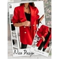 thumbnail image 5 of HUBERY Women Double-Breasted Lapel Collar Long Sleeve Solid Color Blazer Jacket, 5 of 5