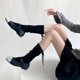 thumbnail image 1 of Nvzi 3 pares de calcetines casuales de tubo de algodón hasta la rodilla para mujer, calcetines largos hasta la rodilla de punto sólido, regalo para toda la temporada, elásticos, suaves (negros), 1 of 2