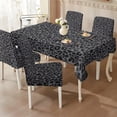 thumbnail image 2 of TSOVTHRID Black Leopard Print 5 Pcs Tablecloth with Dining Chair Seat Covers Washable Table Cloth Stretchable Chair Covers for Dining Room Banquet Home Kitchen Holiday Decoration, 2 of 7