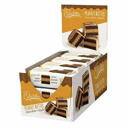 The Original Cakebites by Cookies United, Grab-and-Go Bite-Sized Snack, Peanut Butter Chocolate Ripple, 12 Pack of 3 Coo