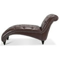 thumbnail image 5 of GZXS Chaise Lounge Chair, Button-Tufted Modern Lounger with Wood Legs, PU Upholstered Sleeper Sofá Nailhead Trim for Indoor Living Room, Bedroom, Dark Brown, 5 of 9