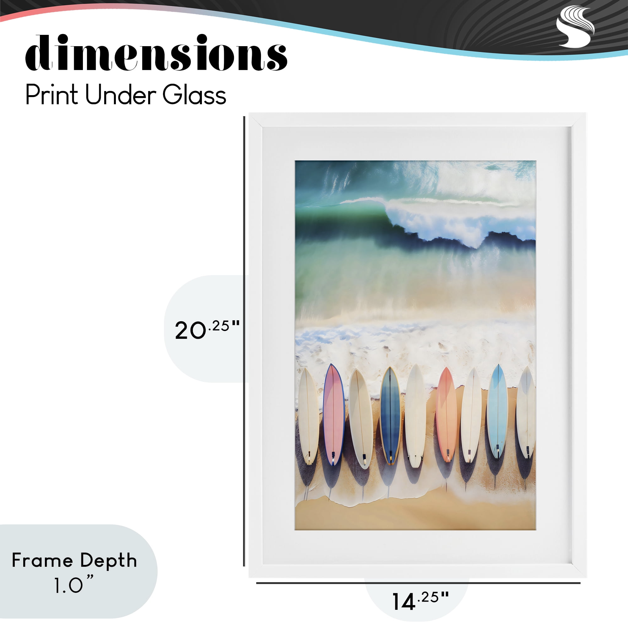 Stupell Industries Aerial View Surfboards Shoreline White Framed Print Under Glass, design by Creative Studio