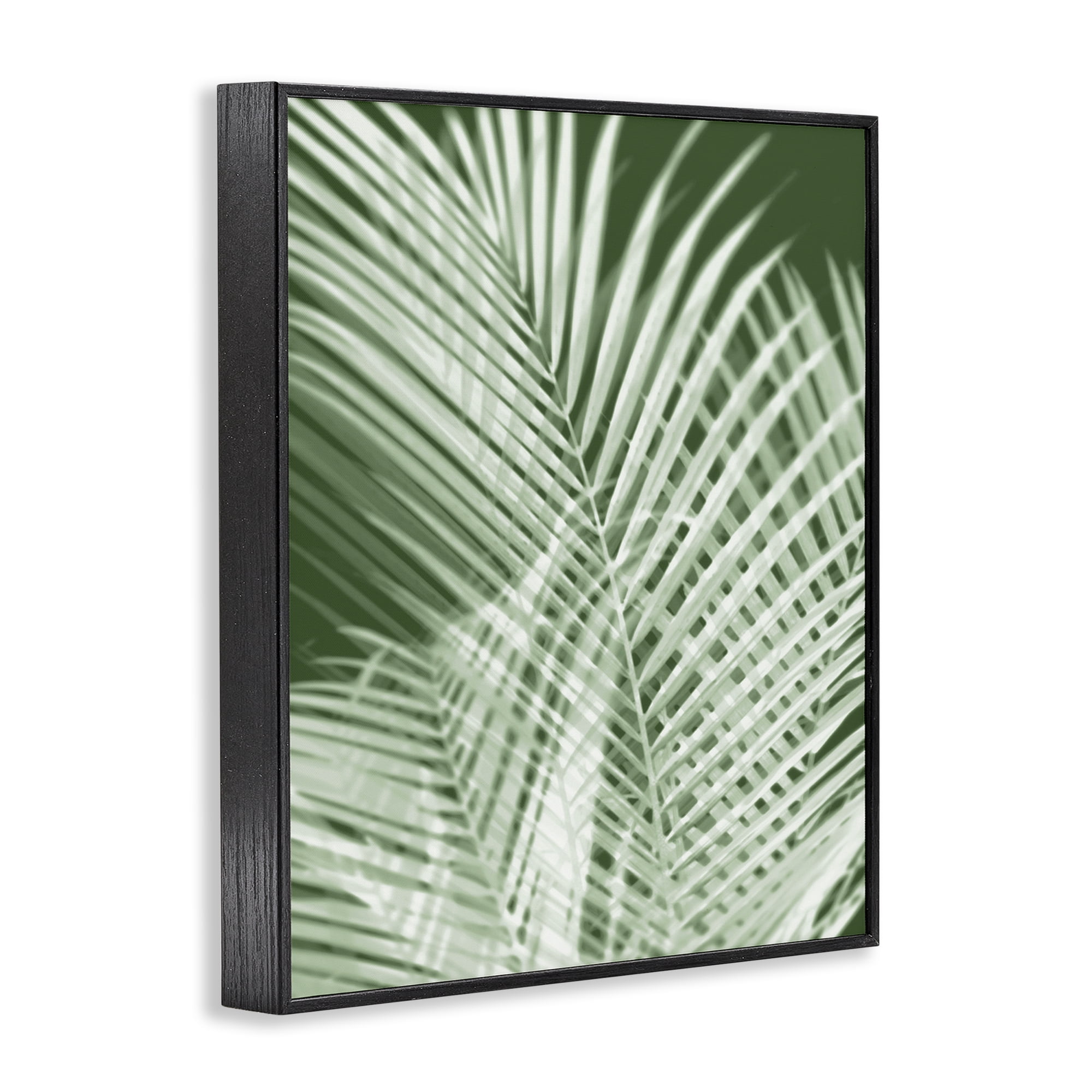 Stupell Industries Green Palm Leaves Botanical & Floral Painting Black Framed Art Print Wall Art, 16 x 20